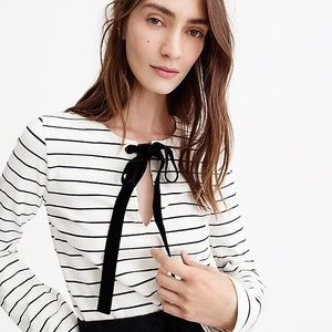 Like New • J. Crew Velvet Tie-Front Top in Stripe